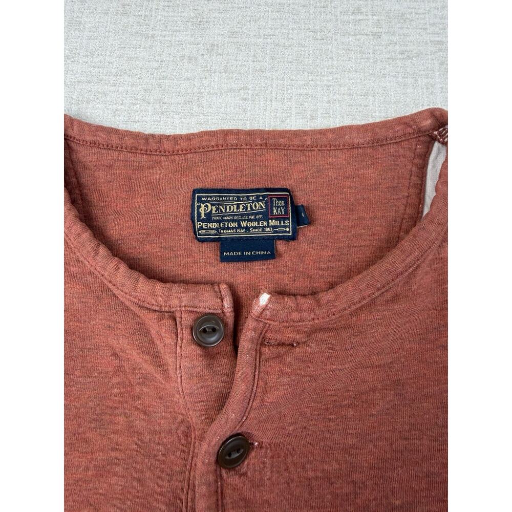 Pendleton Thos Kay Men’s Medium Merino Wool Blend Henley Long Sleeve Rust Shirt - Picture 4 of 7